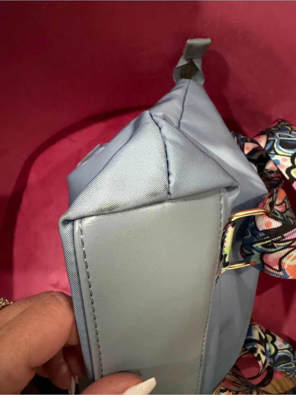 Women's Light Blue Top-Handle Zip Backpack